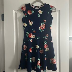 Ava & Yelly navy with floral  skater dress size 16